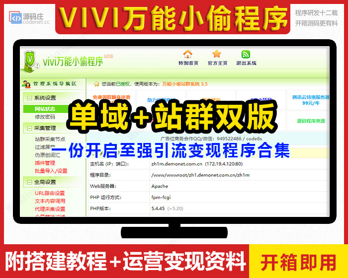 vivi小偷站群程序泛解析目录蜘蛛池镜像全自动采集引流泛网站程序源码