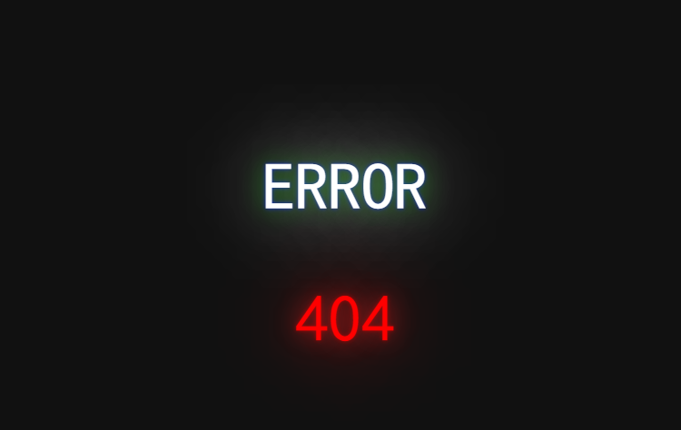 简约404页面HTML源码带有发光文字特效