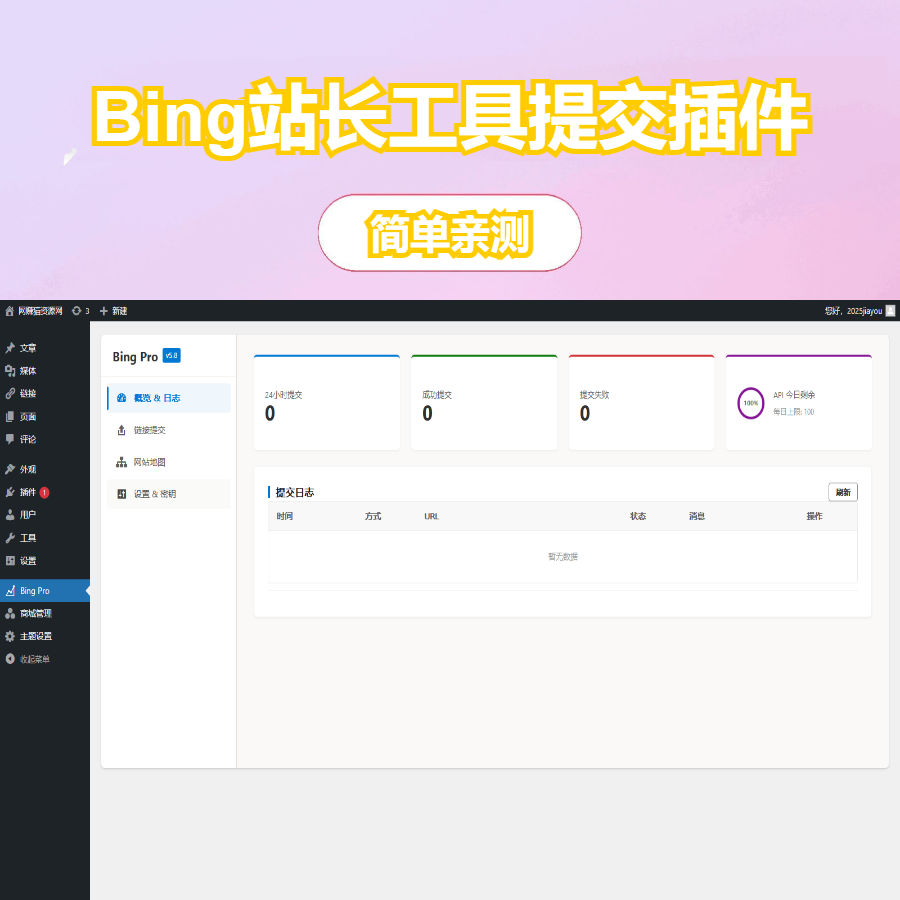 WordPress Bing站长工具提交插件