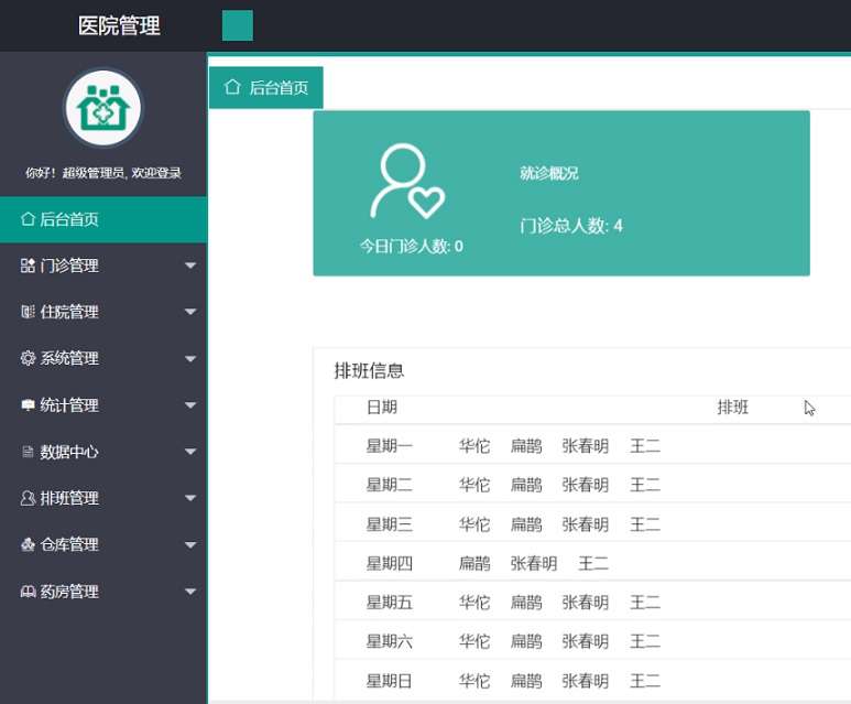 医院门诊信息管理系统java版 住院排班药房仓库