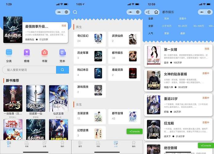 狂雨小说自动采集小程序+前端（含数据库）