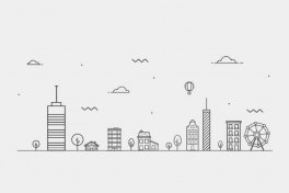 矢量的城市建筑视差动画特效