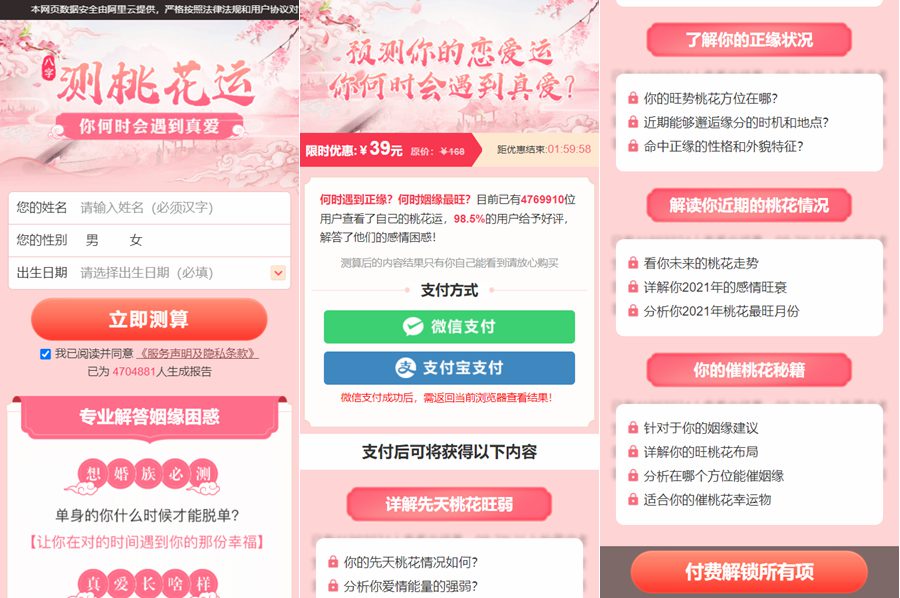 八字精批付费测算系统源码/测桃花运网站系统源码/完美对接支付结算