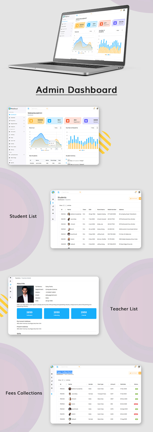 PreSkool学校管理系统页面前端HTML模板