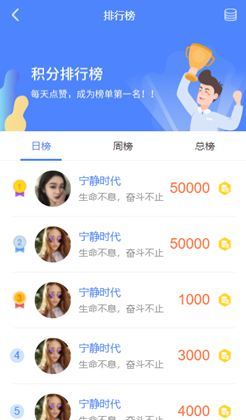蓝色排行榜标签手机页面